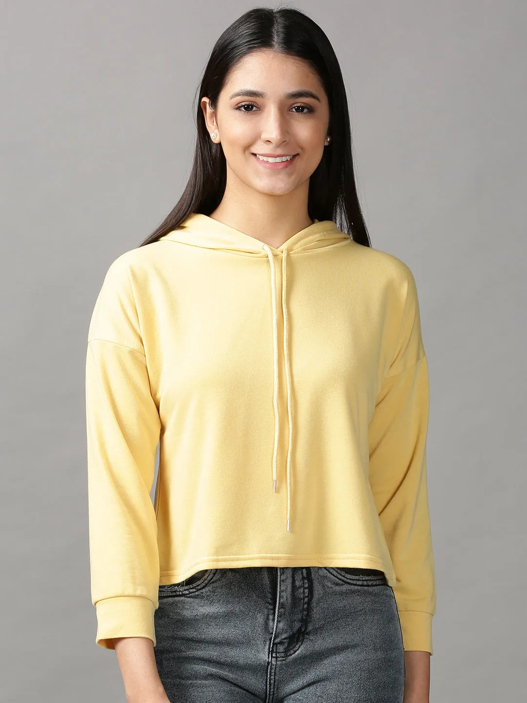 Women's Yellow Hooded Top Quick Fit Design