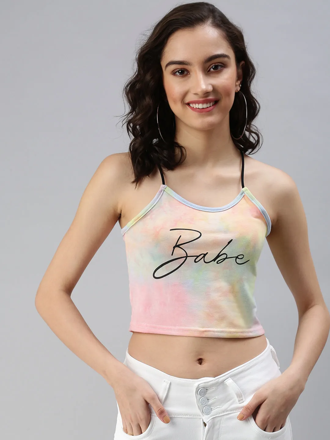 Light and Breezy Women's Yellow Tie and Dye Crop Top
