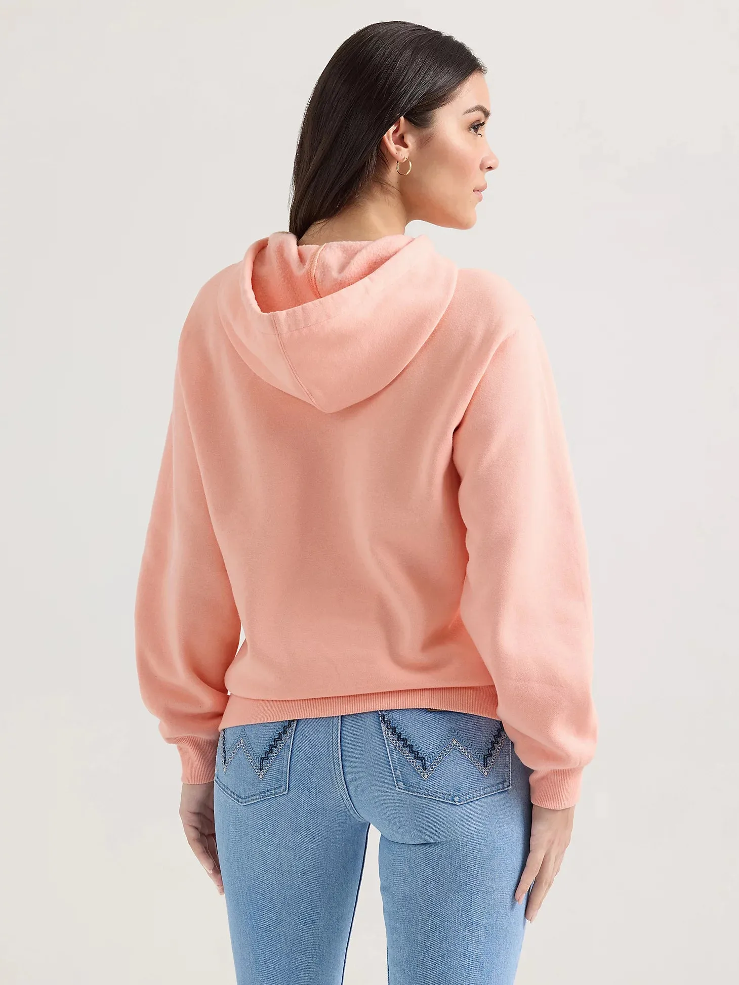Wrangler Retro Women's Bold Logo Hoodie in Pink Bubble Core Style