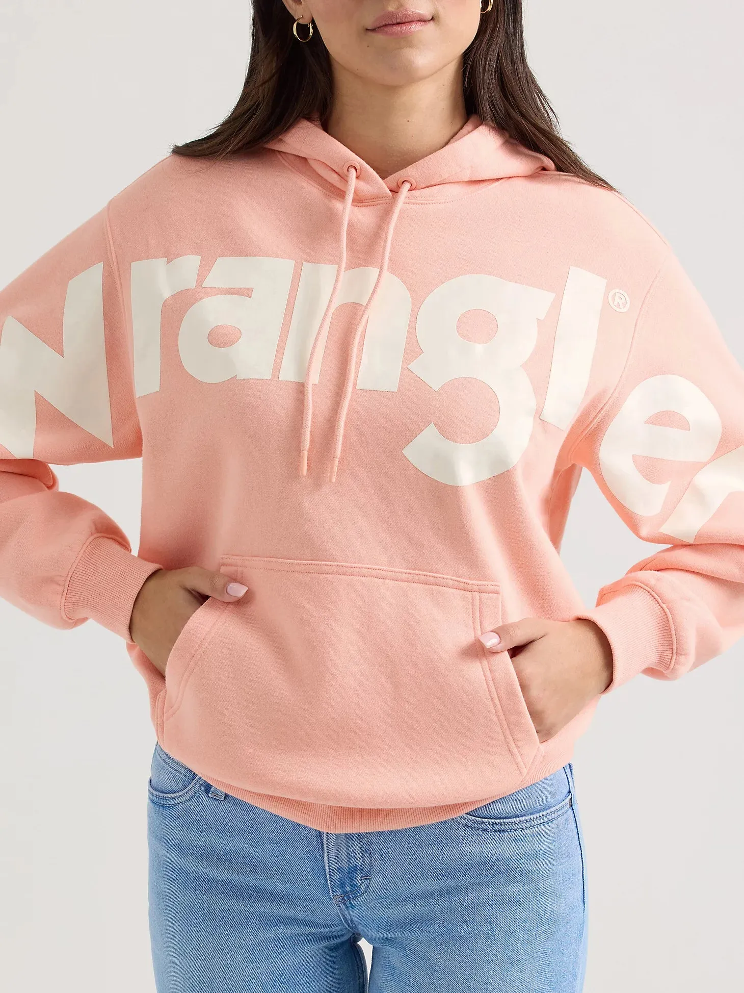 Fashion Layers Cozy And Warm Wrangler Retro Women's Bold Logo Hoodie in Pink Bubble