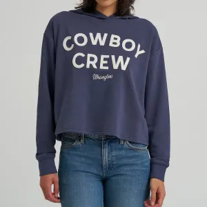 Wrangler Retro Women's Cowboy Crew Cropped Hoodie in Odyssey Grey Warm Top Minimalist Wear