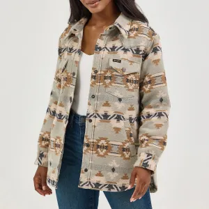 Ethical Manufacturing Wrangler Women's Quilt Lined Jacquard Shacket in Pale Green
