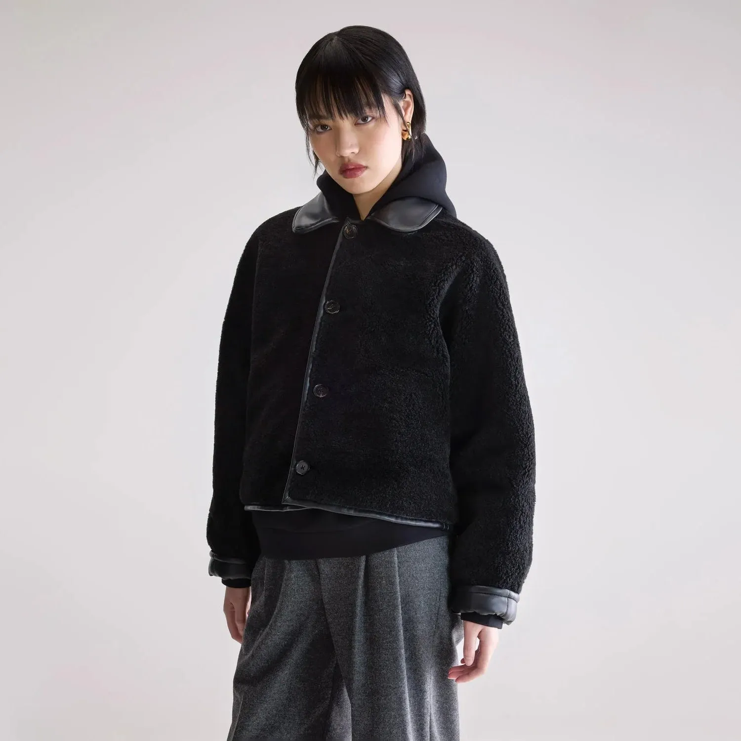 Josh Faux Leather Jacket (Black) Aramid Fiber Blend CompactFoldable