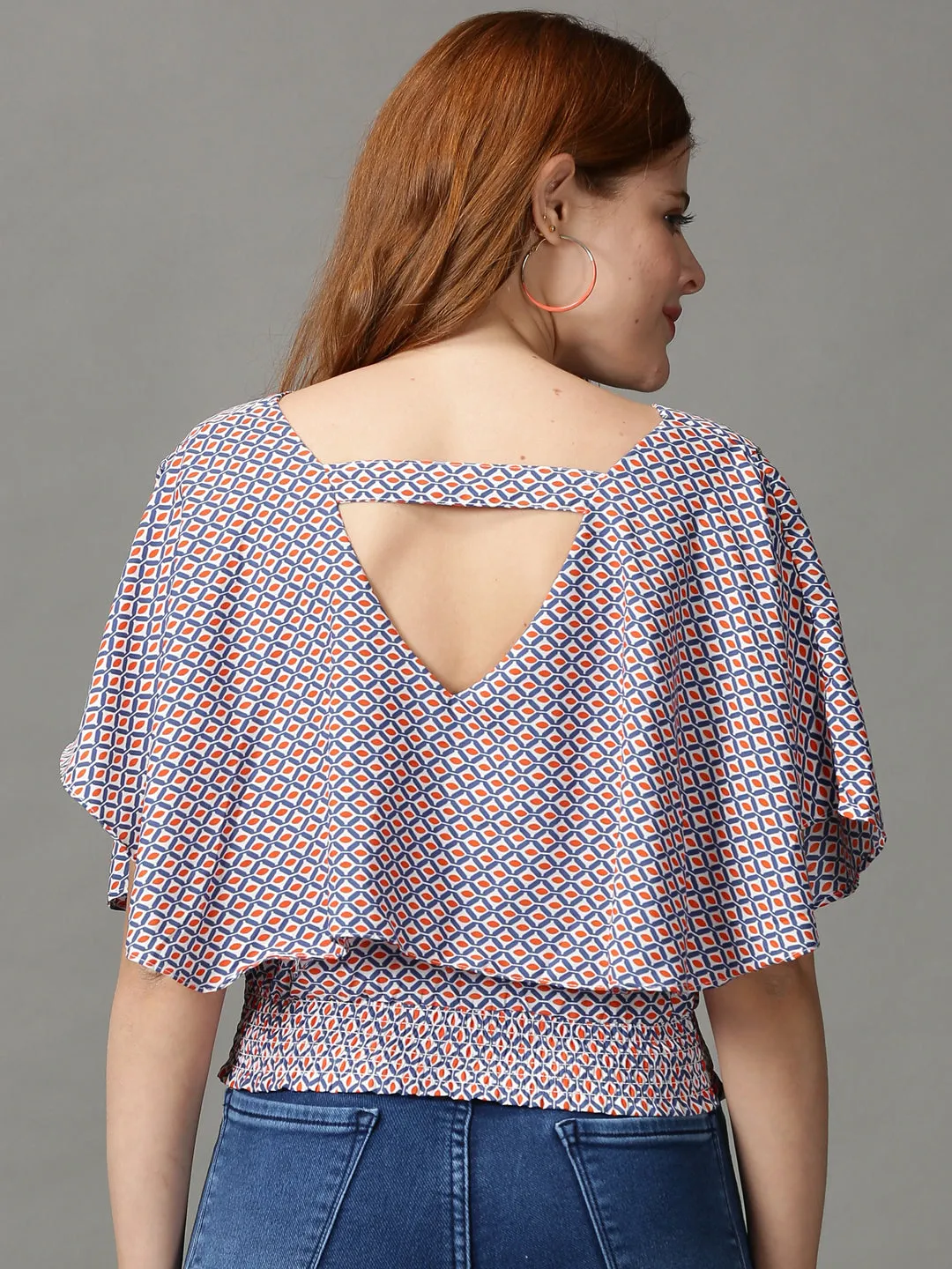 Everyday Top Women's Multi Geometric Printed V-Neck Top