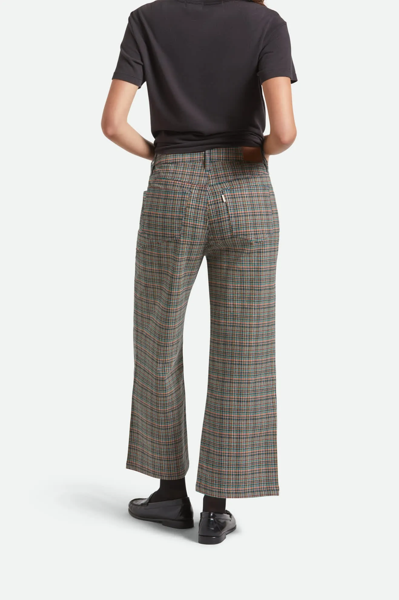 Margo Cropped 5-Pocket Pant - Multi Stripe/Plaid Rubberized grip Stylish Layers