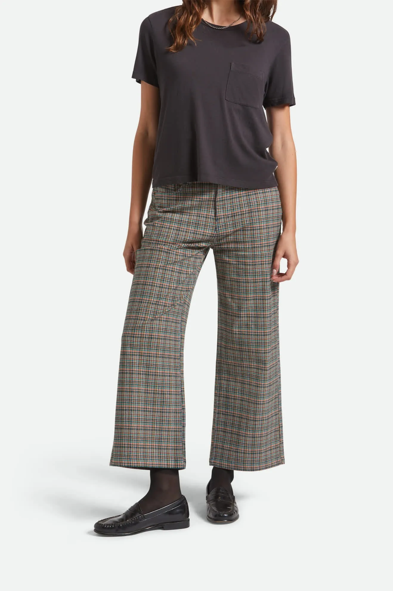 AntiPilling Tailored Wear Margo Cropped 5-Pocket Pant - Multi Stripe/Plaid