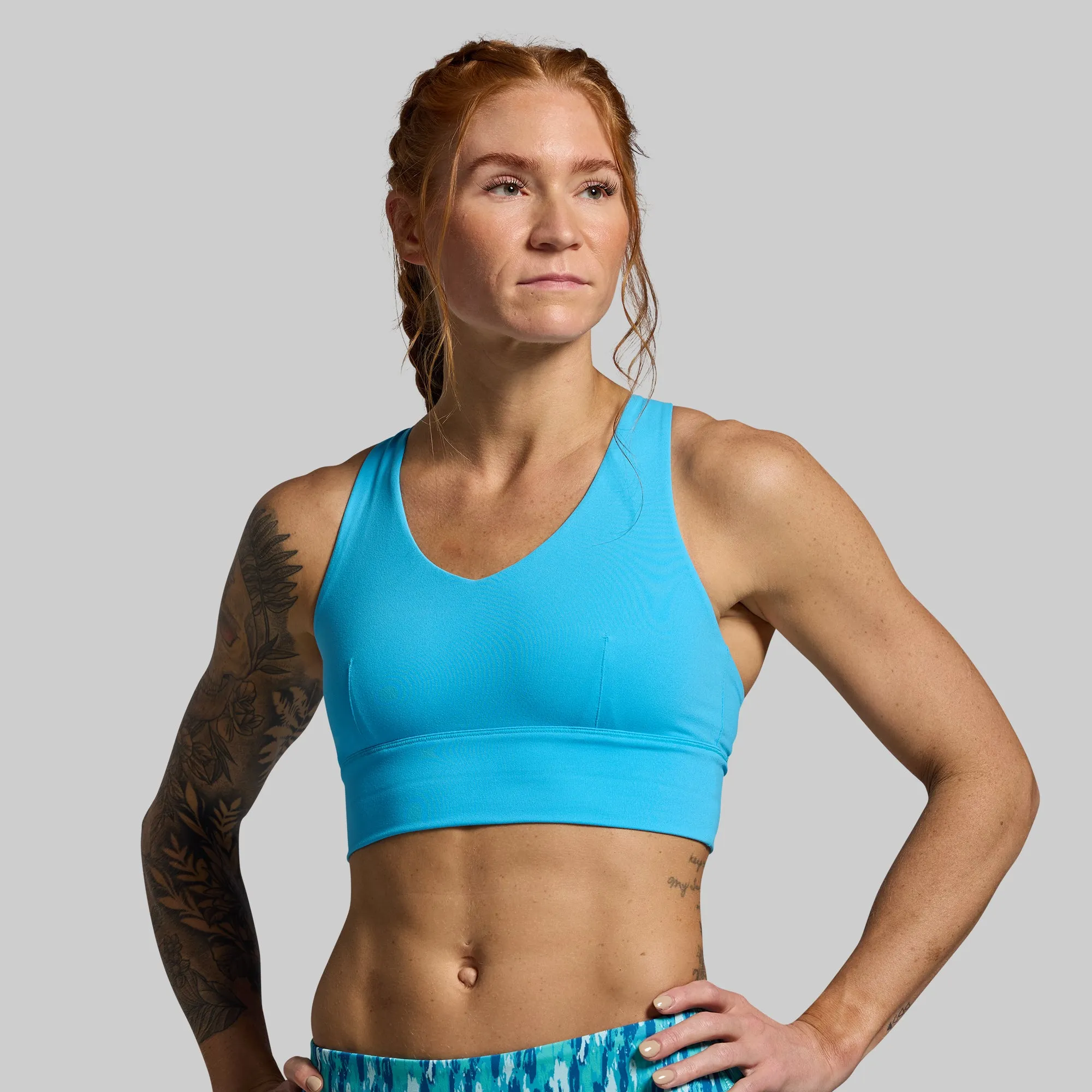 Geometric workout gear Spandex sports outfit X-Factor Sports Bra (Aquarius)