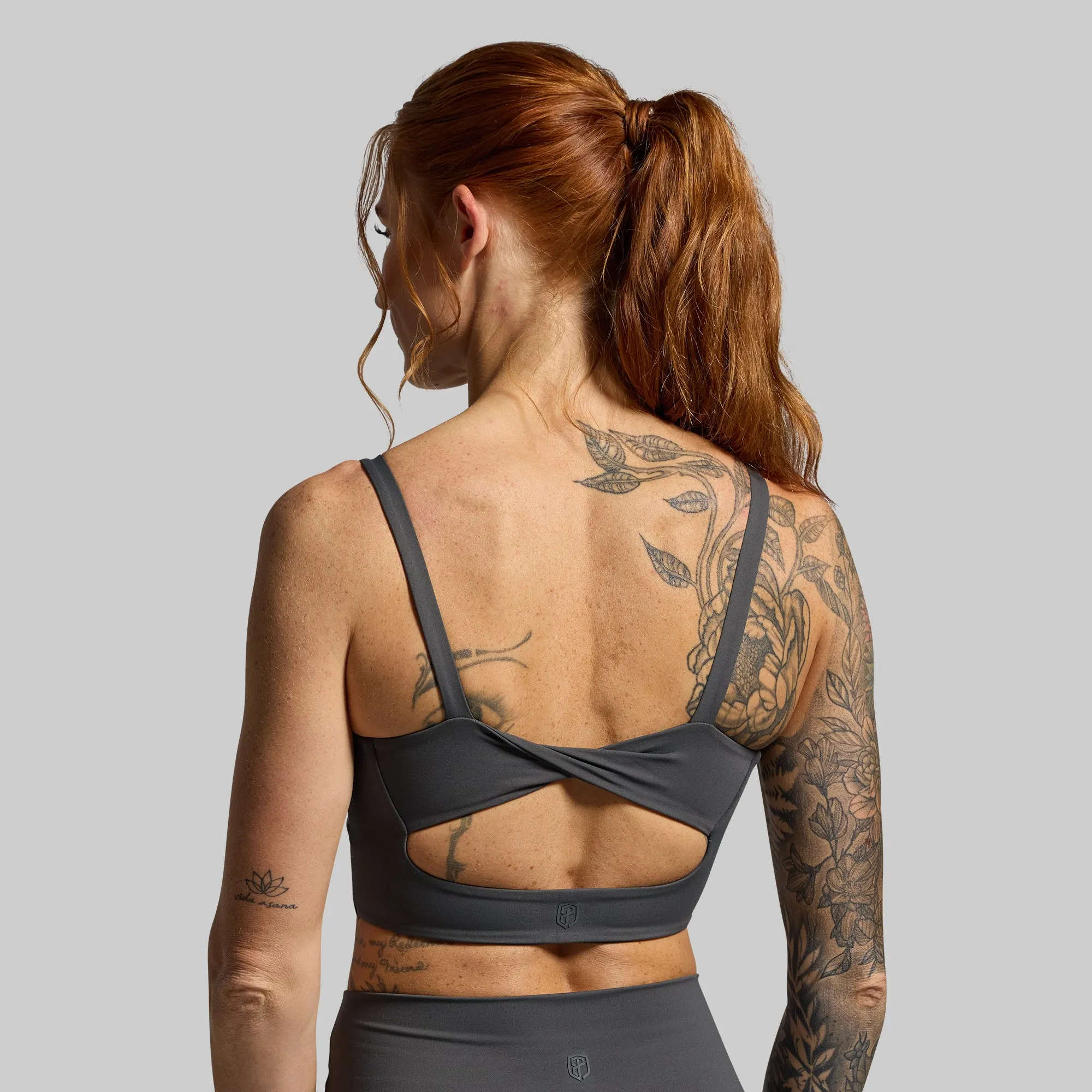 Your Go To Sports Bra (Gunmetal) Anti Chafe Lining Wide Elastic Band
